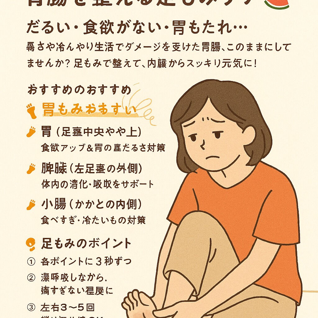 🍉 “夏バテ前に！” 胃腸を整える足もみケア